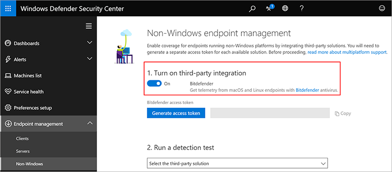 Non-Windows endpoint management window